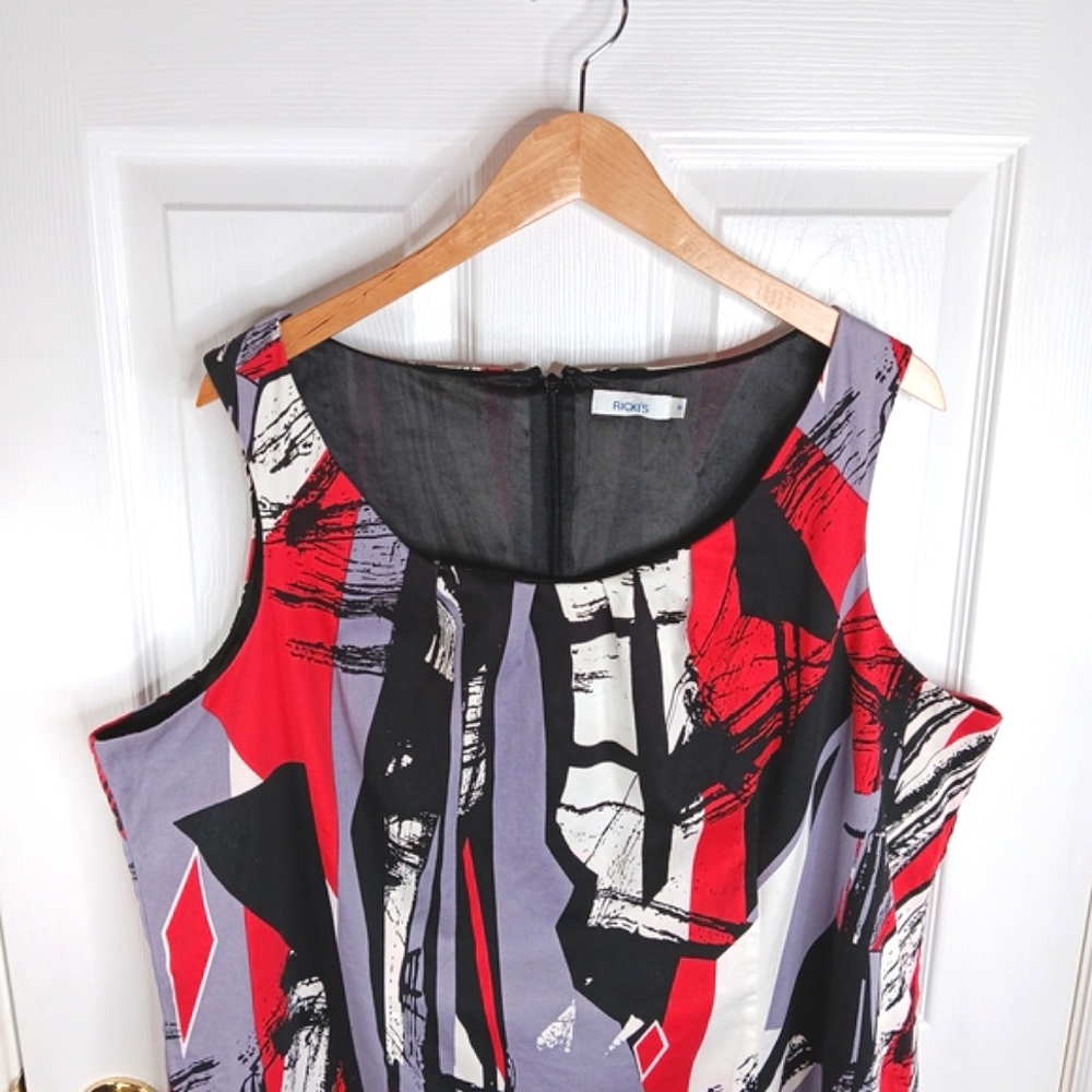 NWOT Ricki's Plus Size 18 MultiColor Sleeveless Dress Knee Length Career Party - Picture 3 of 15